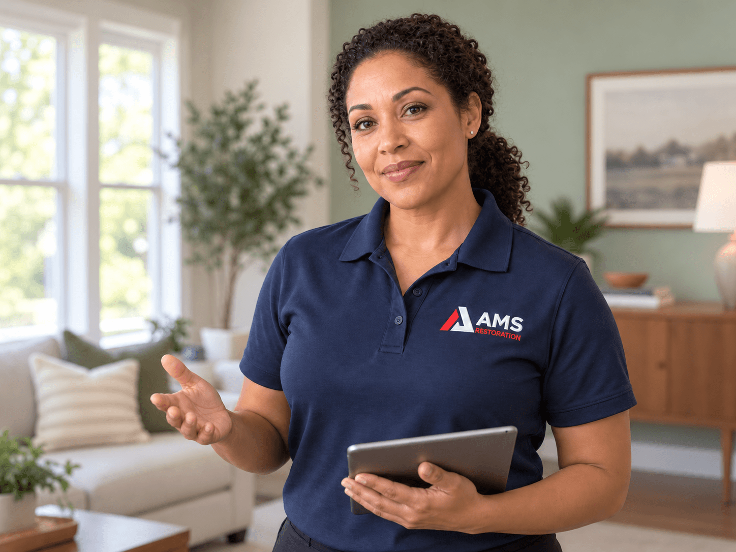 Mold remediation specialist reviewing details