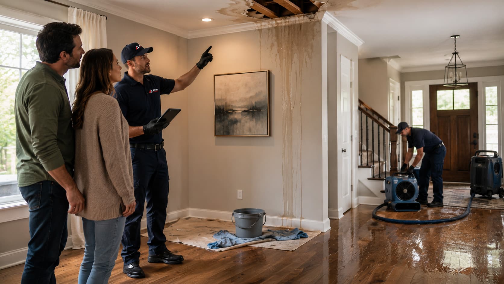 Water damage restoration professional