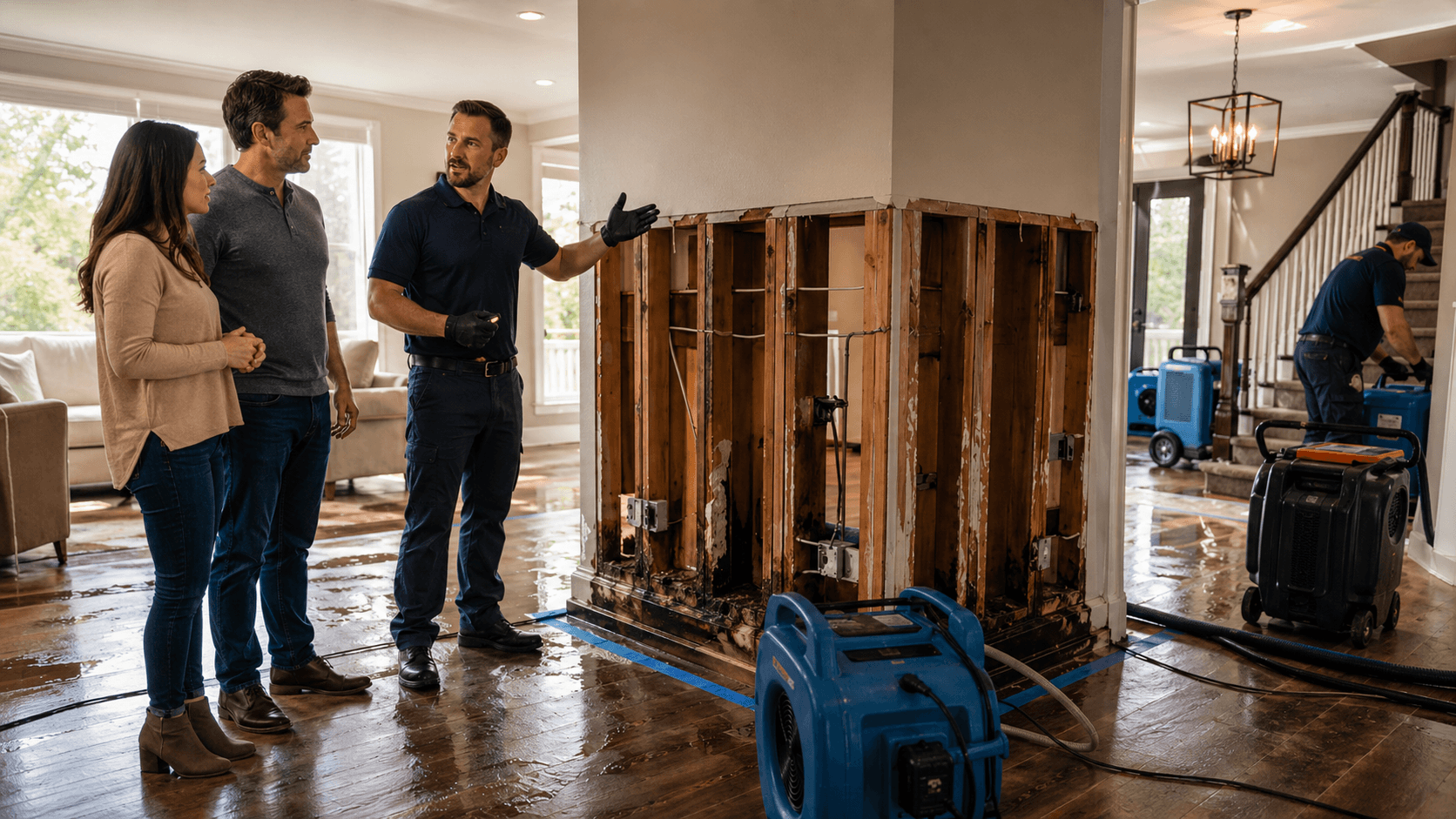 Water damage restoration professional